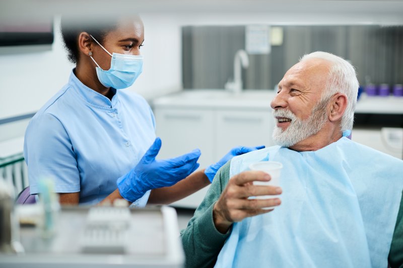 patient at dental implant consultation 