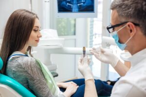 Woman at a dental implant consultation