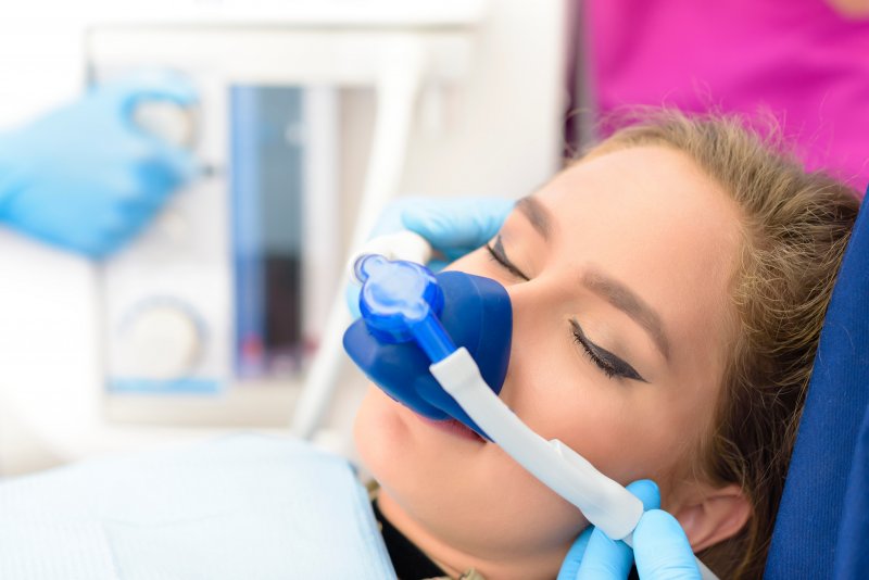 Lady receives nitrous oxide