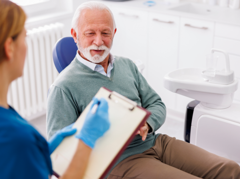 Patient at dental exam